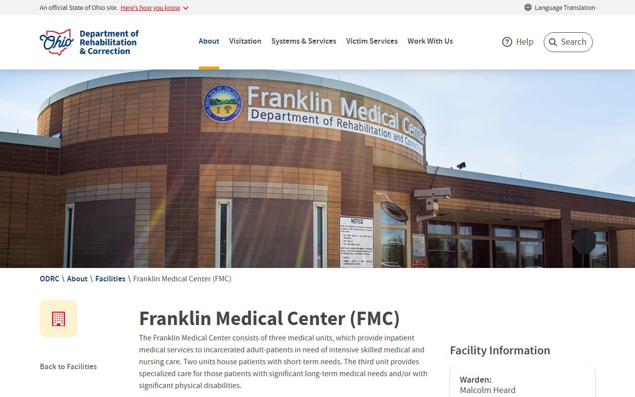 Ohio DRC Franklin Medical Center facility page