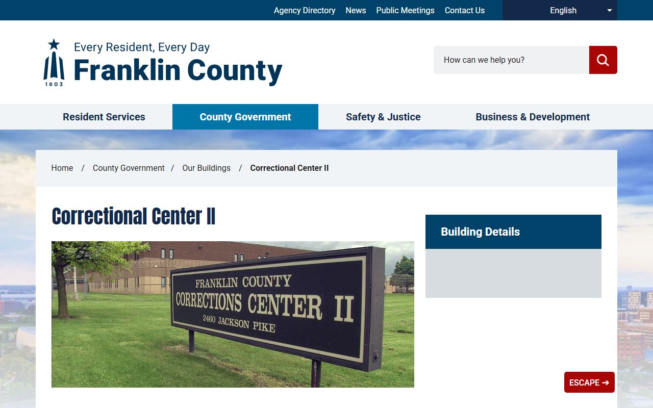 Franklin County Corrections Center II county building page
