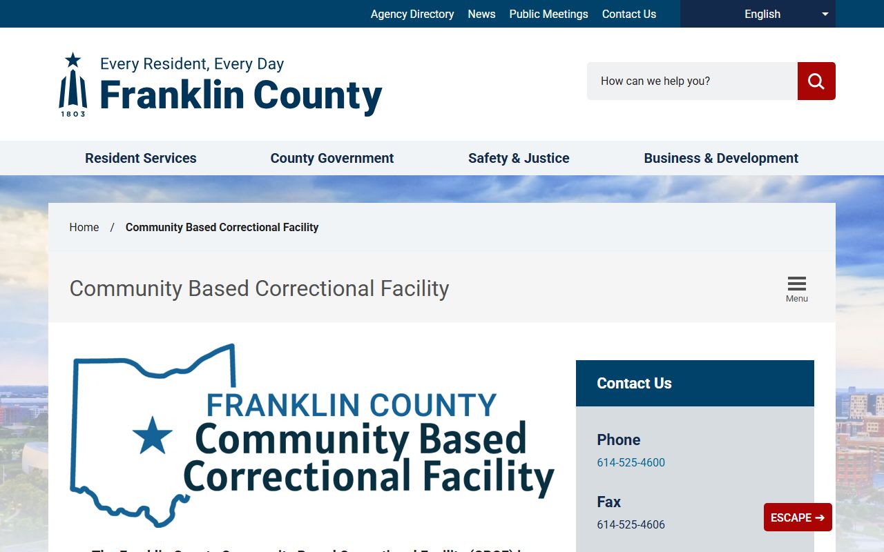 Franklin County Community Based Correctional Facility agency page